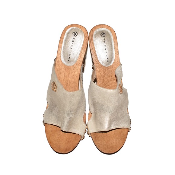 TRINA TURK $199‎ Palm Spring Lucite Platform Sandal Platinum/Gold Size 9.5-10 - Picture 5 of 6